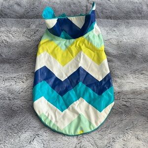 Chevron Dog Jacket in Blue and Yellow